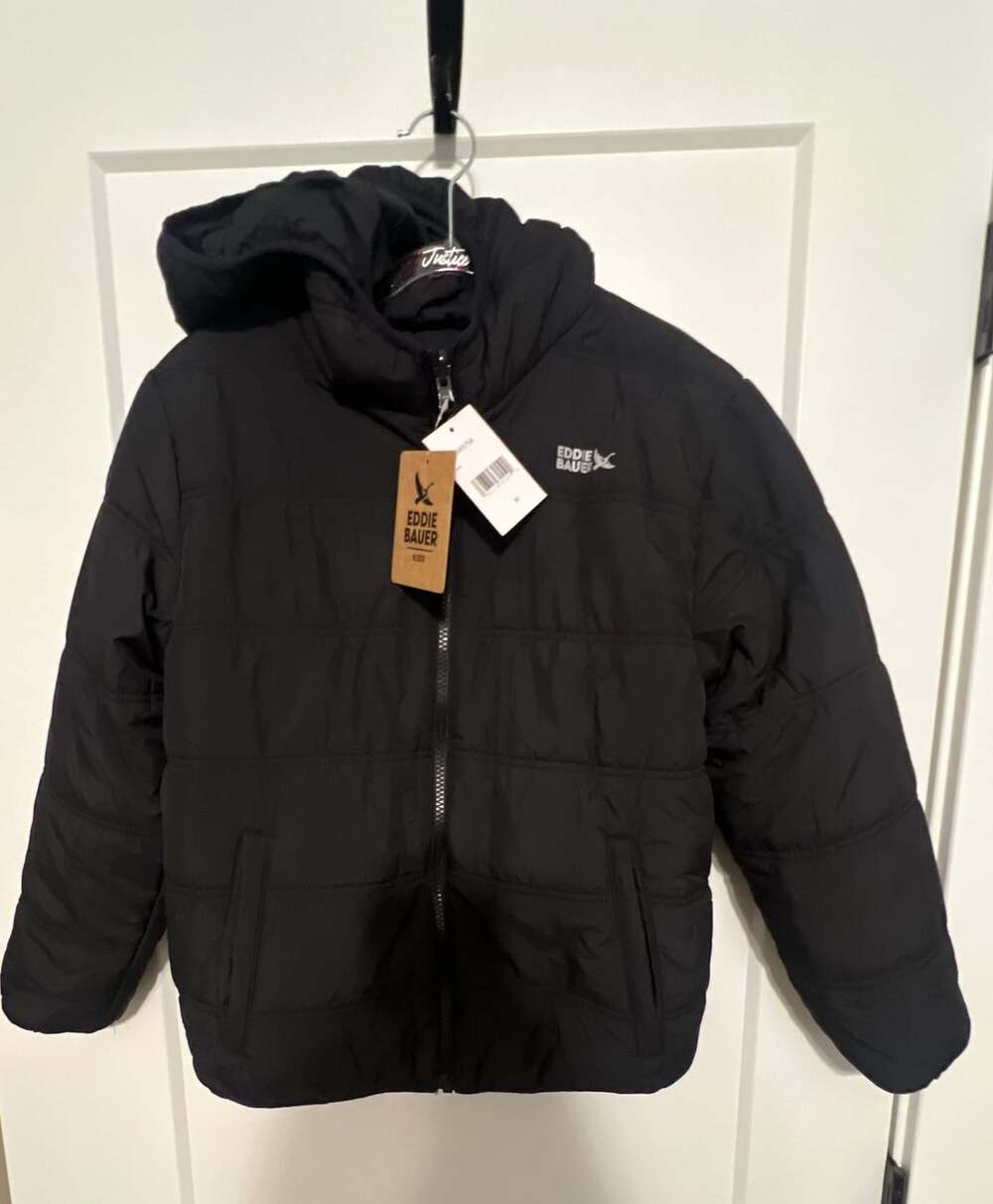 Eddie Bauer Puffer Jacket Size M Black Fleece Lined NWT